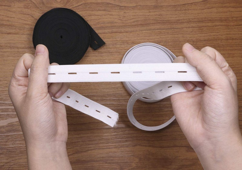 PENTA ANGEL 2 Colors Elastic Sewing Bands 11 Yards 3/4 Inch Flatback Black and White Sewing Bands Spool With Buttonhole, Knit Stretch Cord Belt with 10Pcs 18mm Black Resin Button (3/4") - Image 5